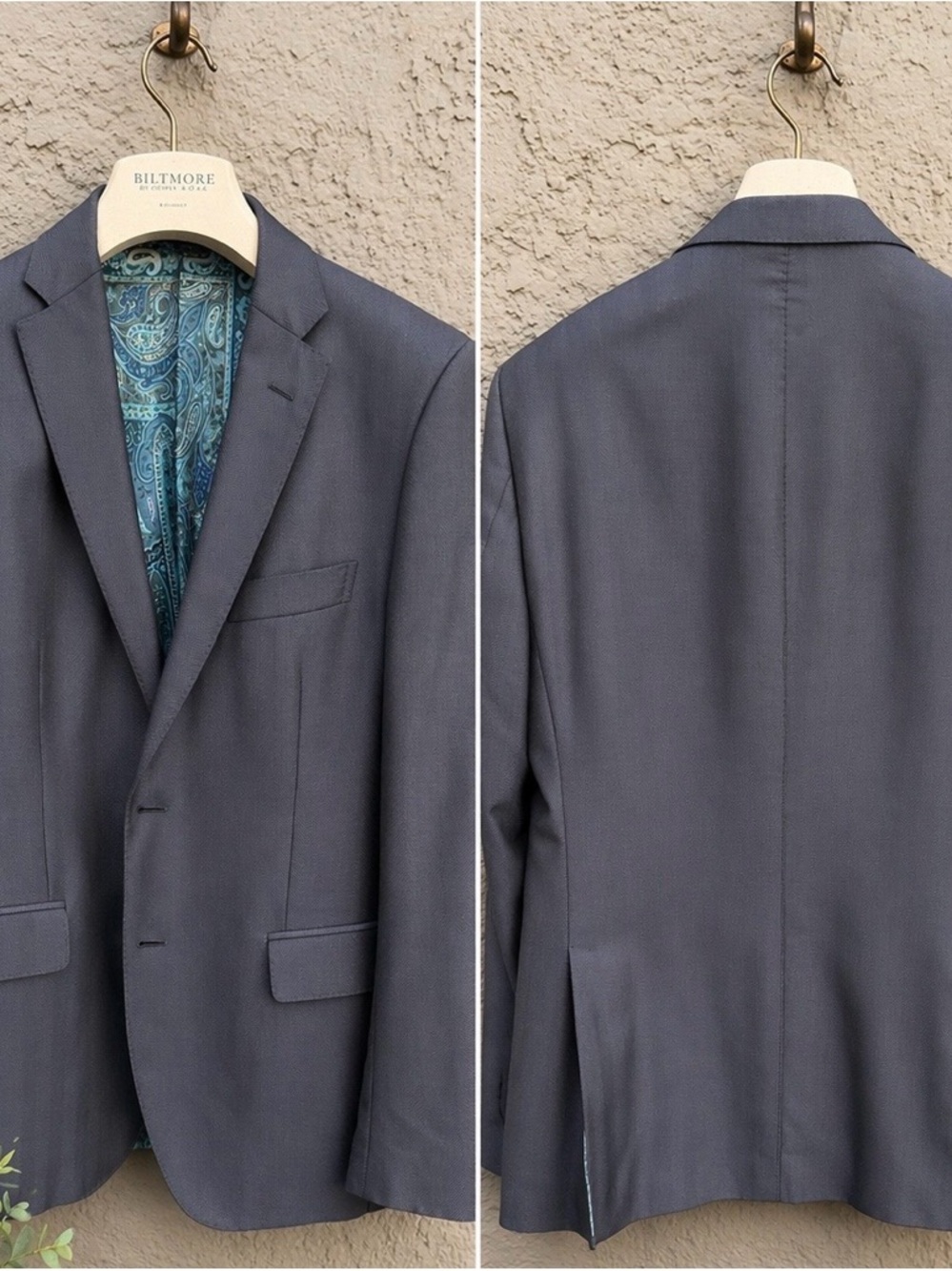 Etro Men's Slate Blue Paisley-Lined Two-Button Blazer